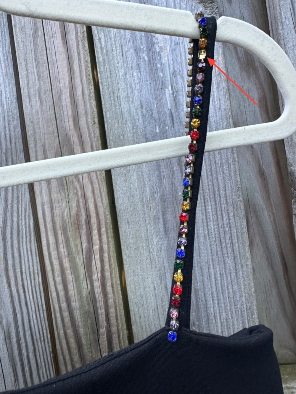 STAUD Black Rainbow Rhinestone Strap Square Neck Camisole Top M - Picture 10 of 10